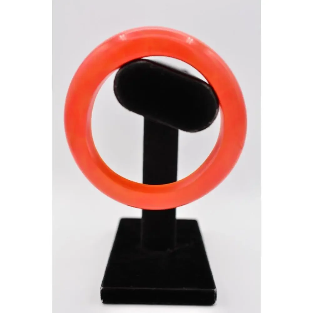 Vintage Bakelite Bangle Bracelet Lucite Chunky Burnt Orange Rust Bold 1980s Bin4